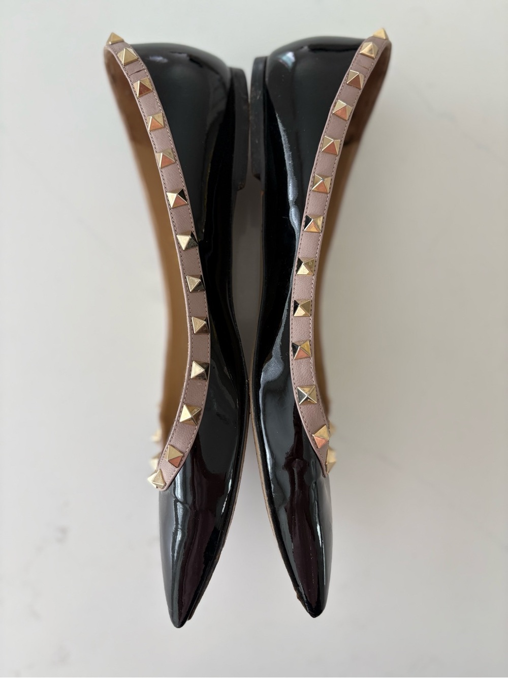 Valentino Garavani Rockstud Patent Leather Ballet Flats Size 41 Black Luxury - Picture 8 of 9